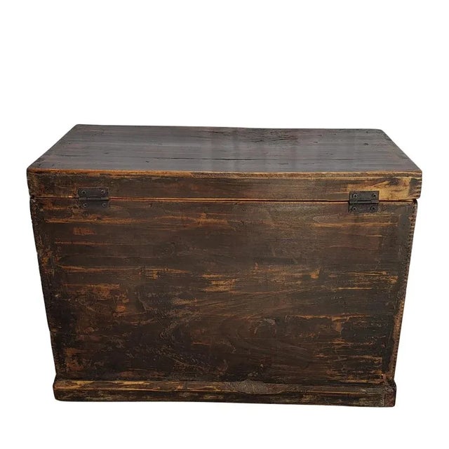 1900s Deep Brown Antique Trunk Accent Table For Sale - Image 4 of 6