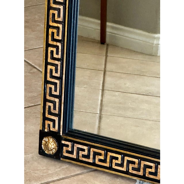 Neoclassic Style Greek Key Black Lacquered Wall Mirror For Sale - Image 10 of 12