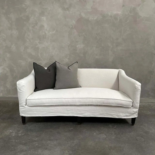 Not Yet Made - Made To Order Custom Upholstered or Slip Covered Sofa in Heavy Stone Washed Belgian Linen For Sale - Image 5 of 11