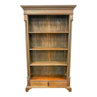 Antique Double Drawer Mahogany Pillared Front Bookcase For Sale