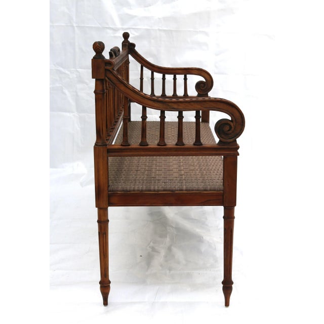 French Late 20th Century Louis the XVI Style Maitland-Smith Carved Garden Settee For Sale - Image 3 of 11