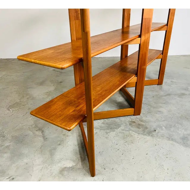 1970s Danish Modern Freestanding Teak Bookcase Shelving Etagere or Wall Unit For Sale - Image 5 of 9
