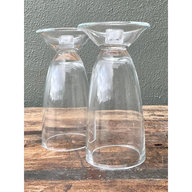 Transparent Vintage Michael Graves Glass Candlesticks - A Pair For Sale - Image 8 of 12