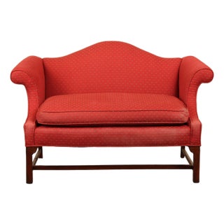 Georgian Style Upholstered Mahogany Loveseat For Sale