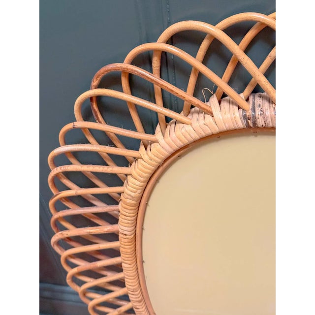 Wood 1950s Italian Wicker Oval Wall Mirrors by Franco Albini, a Pair For Sale - Image 7 of 12