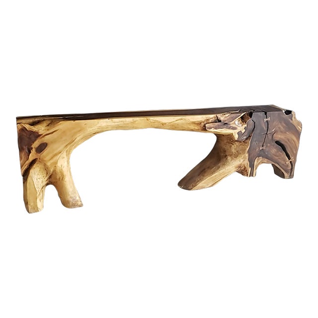 Monumental Free Form Acacia Console Table in the Style of George Nakashima For Sale