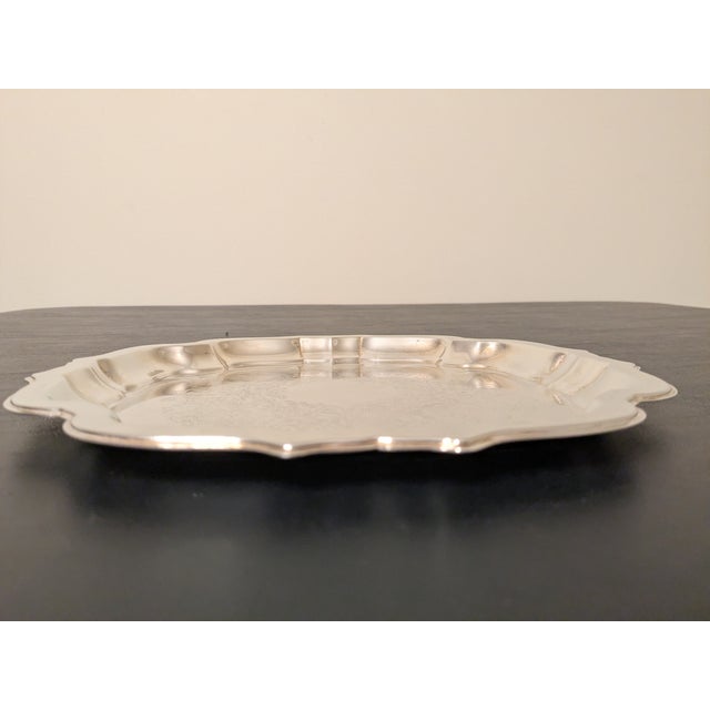 Oneida Vintage 1980s Oneida "Chippendale" 10" Chased Silverplate Round Serving Tray W/ Box For Sale - Image 4 of 13