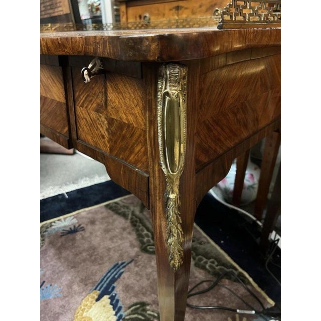 Louis XV French Burl Wood and Marquetry Writing Desk, 1920s For Sale - Image 6 of 14
