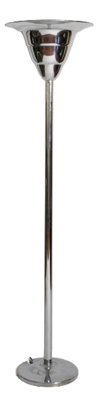 Art Deco Chromed Iron Basin Floor Lamp, 1930s