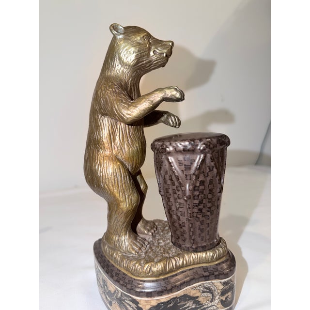 Vintage Castilian Bronze Animal Band Sculptures - Playing Guitar and Drum (Model 3036-34a) - A Matched Pair For Sale In Greenville, SC - Image 6 of 16