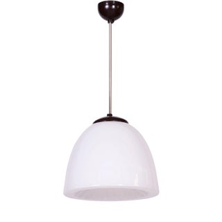 Mid-Century Modern Pendant Light in Chrome and Steel with Opal Glass, Czech, 1960s For Sale