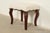 Baker Furniture Style French Provincial Louis XV Carved Mahogany Upholstered Stool or Ottoman For Sale - Image 9 of 9