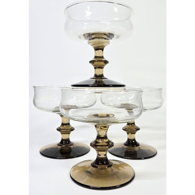 Late 20th Century Boho Chis Spicy Stemmed Champagne Coupes - Set of Four For Sale - Image 13 of 14