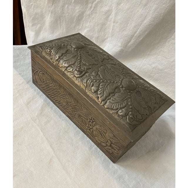 Traditional Vintage Sarreid Brass Rectangular Embossed Box For Sale - Image 3 of 12
