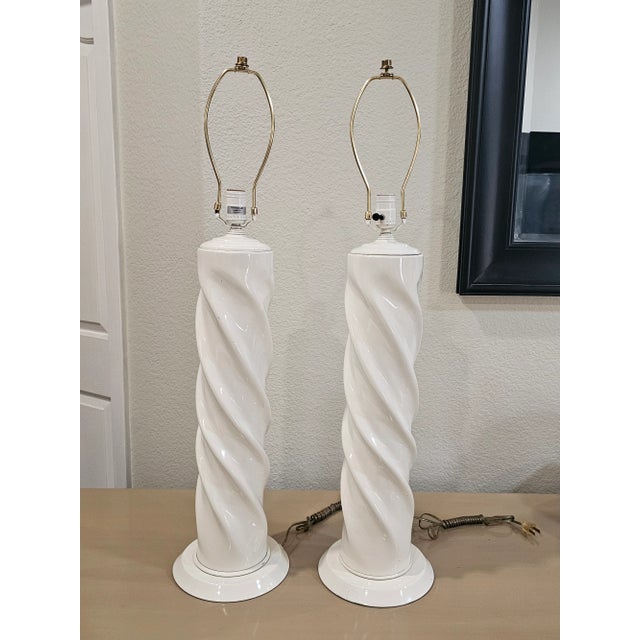 Contemporary Postmodern Ceramic Twist Lamps Michael Taylor Style - A Pair For Sale - Image 3 of 6