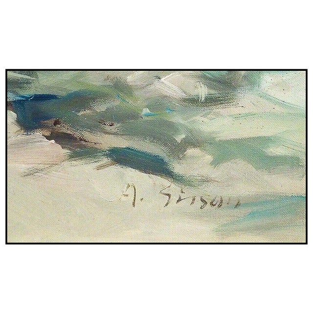 Impressionist Mid 20th Century Afternoon on the Lake, Andre Gisson For Sale - Image 3 of 4