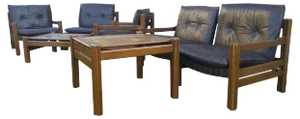 Mid-Century Scandinavian Living Room Set, 1970s, Set of 7