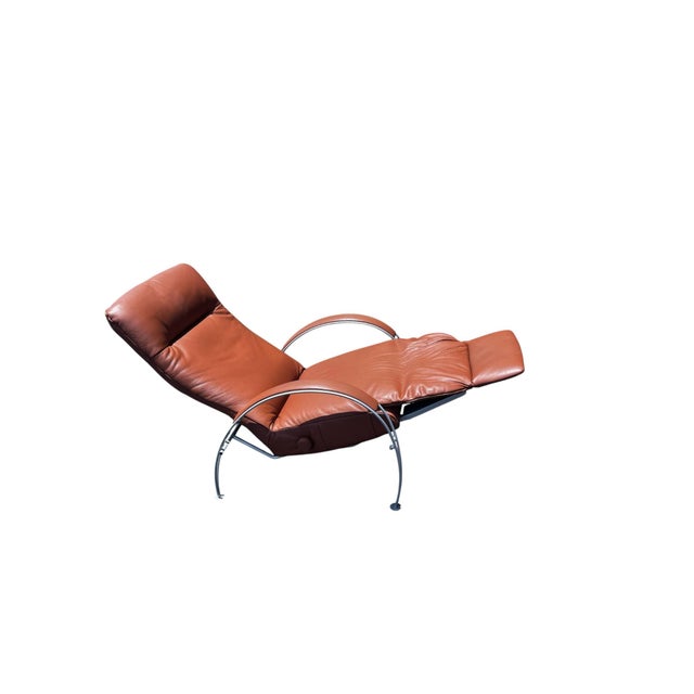 1980s 1980s Postmodern Mocha Leather Billie Lafer Reclining Lounge Chair For Sale - Image 5 of 13