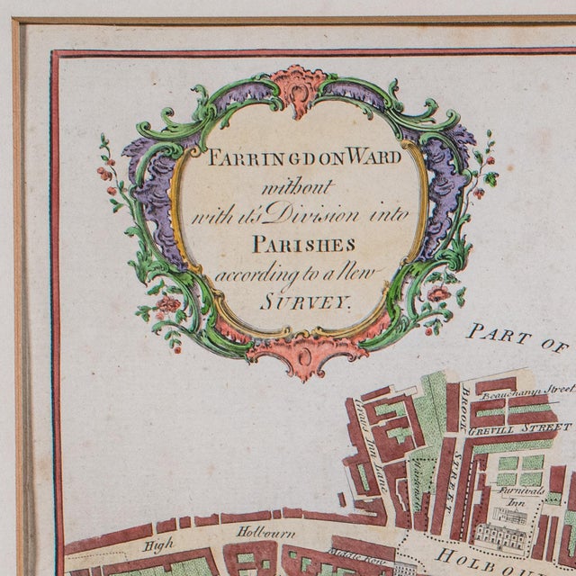Mid 18th Century Antique London Street Map, Farringdon, English, Framed, Fleet Street, Georgian For Sale - Image 5 of 12
