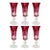 An incredible set of six cut-to-clear cranberry cordial glasses made in Italy. This set is one of our favorite finds of...