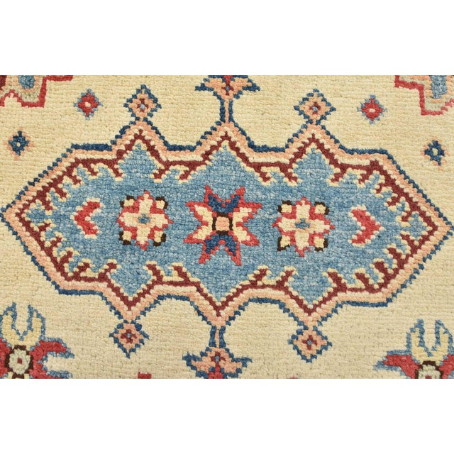 Kazak Rug 2’11” X 5′ Beige Wool Tribal Hand-Knotted Oriental Carpet For Sale - Image 4 of 13