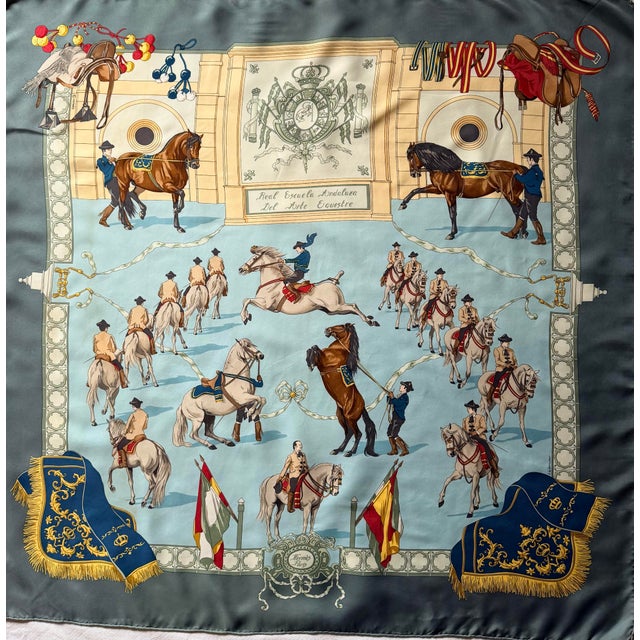 Hermes Real Escuela Andaluza Scarf 1996 This scarf is a tribute to this prestigious equestrian school, renowned for its...