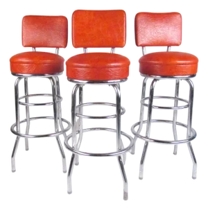 Mid 20th Century Modern Swivel Bar Stools - 3 Pieces
