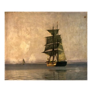Signed 1915 Danish Marine Painting by Alfred Theodor Olsen (1854-1932) For Sale