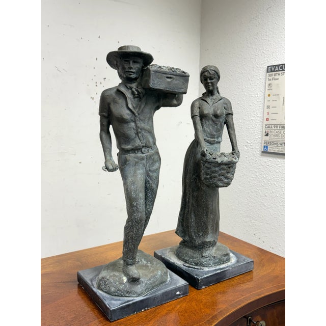 Design Plus Gallery presents "Harvest at Jordan" Patinated Bronze Statues by Franco Vianello (1937 - 2015). The statues...