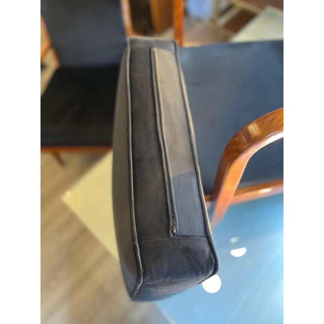 Cherrywood Chairs with Black Velvet Cushions, 1940, Set of 2 For Sale - Image 15 of 17