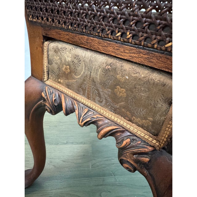 Antique Victorian Double Cane Back Side Chair — Carved Walnut, 19th Century For Sale - Image 9 of 12