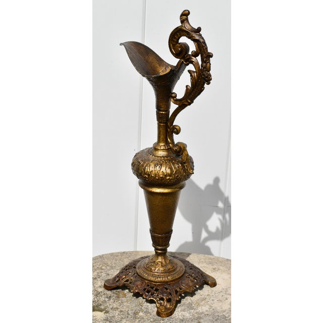 Antique Mixed Metal Baroque Style Ewer in Distressed Bronzed Finish For Sale - Image 12 of 12