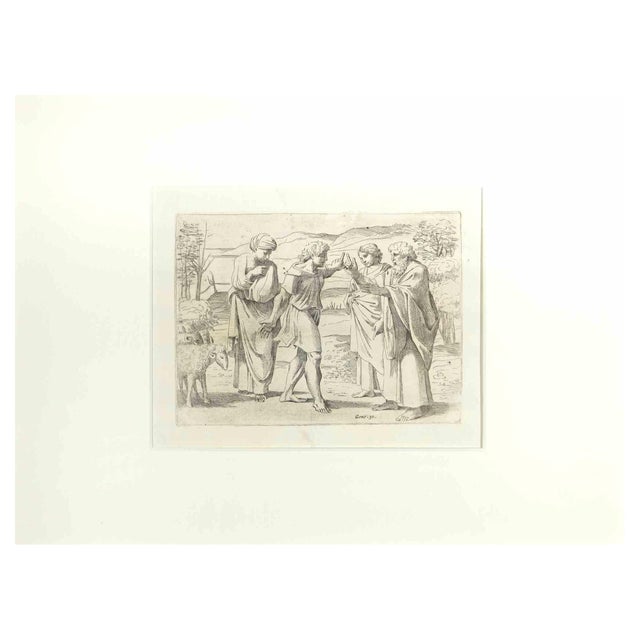Giovanni Lanfranco, Genesis 31, Old Testament Story, Etching, 1607 For Sale