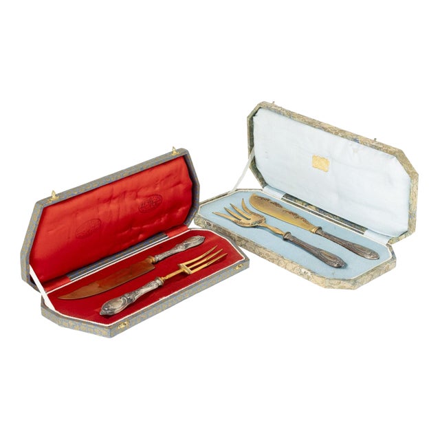 Silver Serving Cutlery Cases 19th Century, Set of 6 For Sale