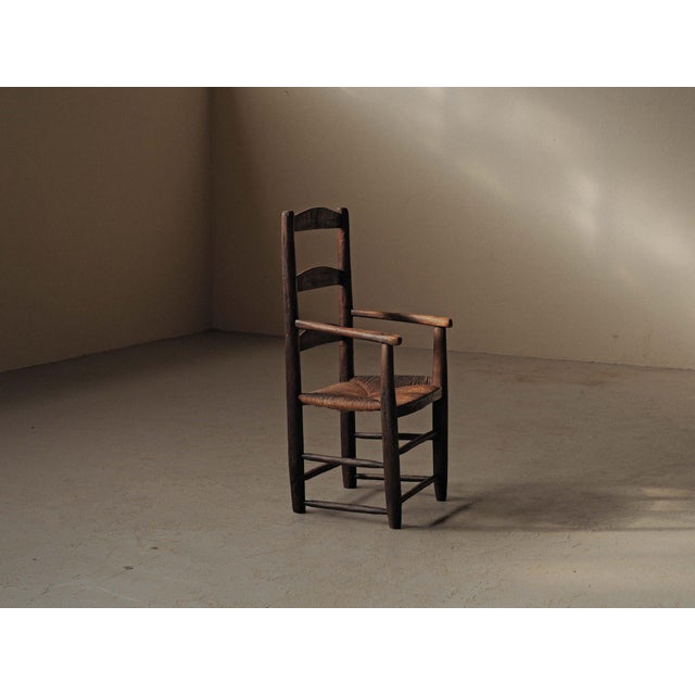 Brown 19th Century Folk French Armchair in Wood and Rush, 1890s For Sale - Image 8 of 17