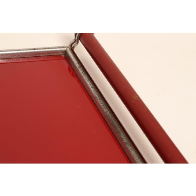 American Art Deco Chrome, Glass, Red Laminate and Painted Wood Tray For Sale - Image 15 of 18