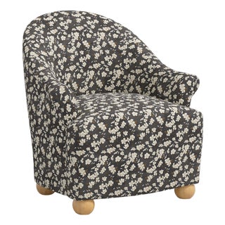 Stoffer Home x Cloth & Company Marie Bun Foot Chair in Dogwood Floral Ink For Sale
