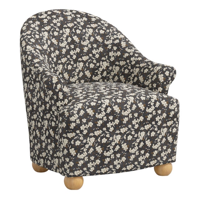 Stoffer Home x Cloth & Company Marie Bun Foot Chair in Dogwood Floral Ink For Sale