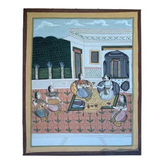 Large-Scale Indian Royal Court Painting on Fabric For Sale
