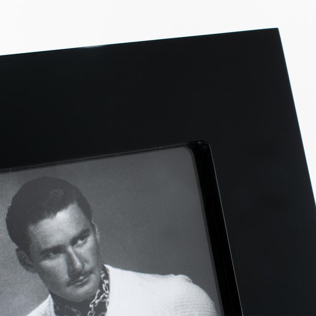Tommaso Barbi Tommaso Barbi Black Lucite and Gilt Brass Picture Frame, circa 1970 For Sale - Image 4 of 12