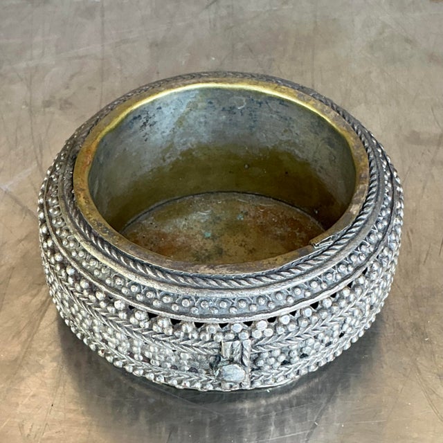 Silver Vintage Boho Tibetan Small Bowl For Sale - Image 8 of 8