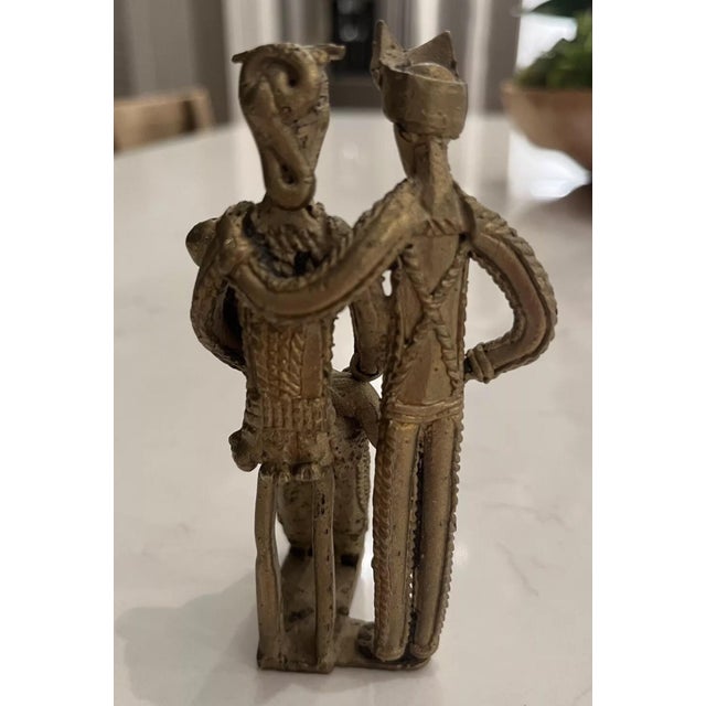 Metal Vintage Bronze Tribal Sculpture Statue of Family For Sale - Image 7 of 7