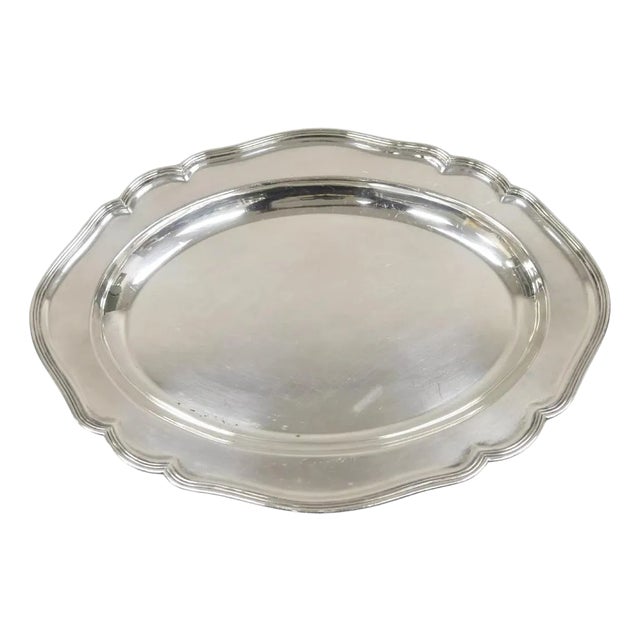 Vintage Wyler Ny English Edwardian Silver Plated Oval Deep Serving Platter Tray For Sale