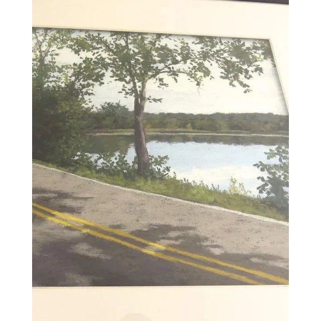 White "The Big Turn" Contemporary Landscape Oil Pastel Drawing by Laura Strowe, Framed For Sale - Image 8 of 13