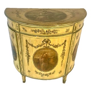 George III Painted Demilune Cabinet For Sale