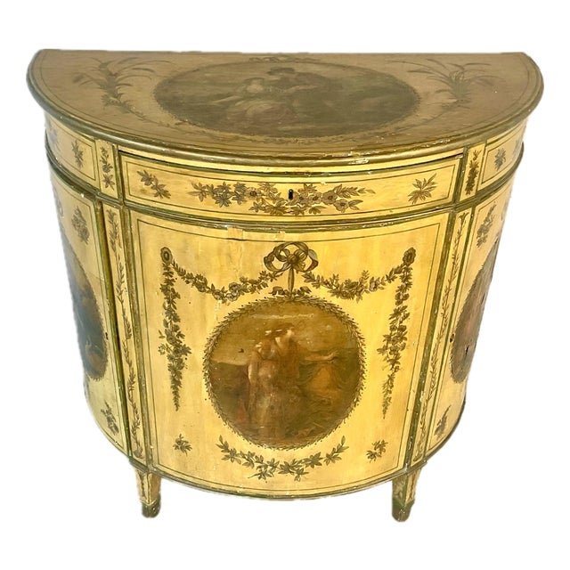 George III Painted Demilune Cabinet For Sale