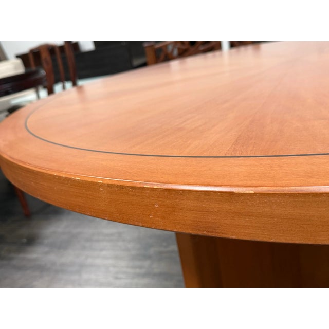 Wood Natural Cherry Wood Finish With Marquetry Conference Table For Sale - Image 7 of 12