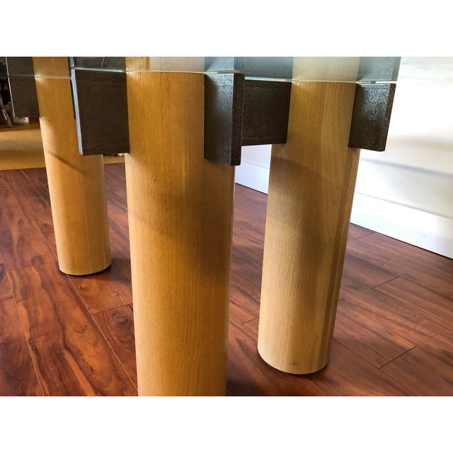 Custom Log Metal And Glass Dining Table Chairish