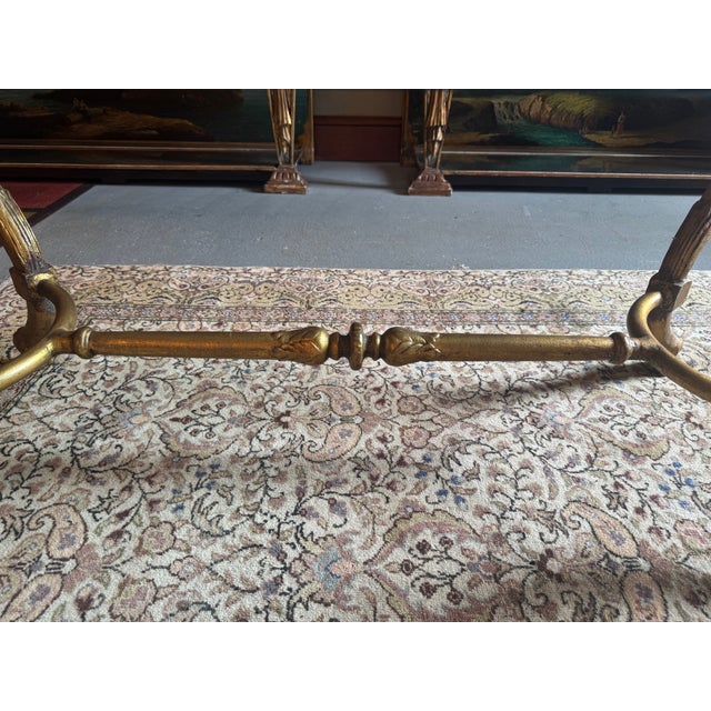 Gold Vintage Maison Ramsay Style Gilt Base Glass Top Coffee Table With Paw Feet For Sale - Image 8 of 11