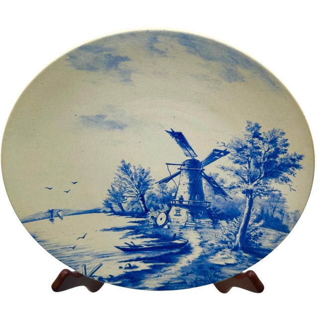 Early 20th Century Antique Villeroy & Boch “Dutch River Scene” Charger Plate For Sale - Image 5 of 12